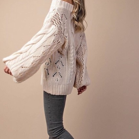 NEW‼️Vanilla CABLE DETAILED PUFF SLEEVES - Sweater - Picture 3 of 4